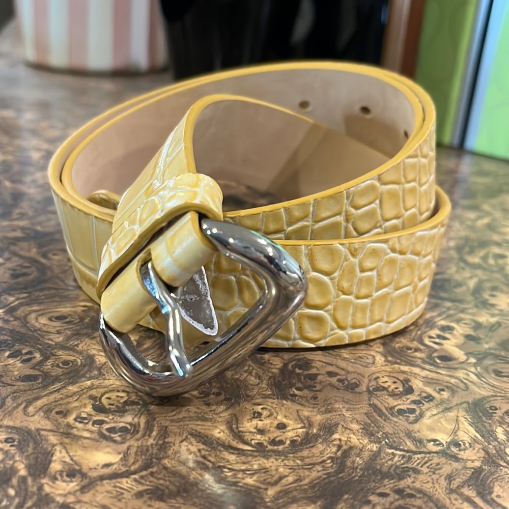 Yellow “embossed” alligator belt